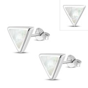 Mother of Pearl Triangle Silver Earrings - e348